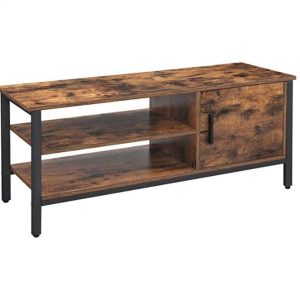 ZAZA Home  TV-kast, TV-tafel, voor TV’s tot 48 inch, lowboard met kast en 2 schapniveaus, TV-bank, woonkamer, gang, 110 x 40 x 45 cm, industrieel ontwerp, vintage, donkerbruin LTV42BX