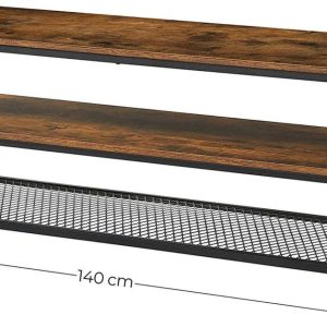 ZAZA HomeTV-tafel voor TV tot 60 inch, grote TV-kast, console, salontafel met metalen frame, slaapkamer, woonkamer, vintage bruin-zwart LTV50BX