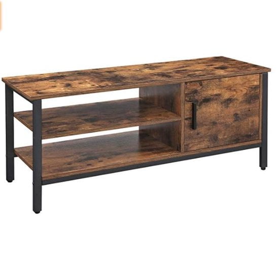 ZAZA Home TV-kast, TV-tafel, voor TV’s tot 48 inch, lowboard met kast en 2 schapniveaus, TV-bank, woonkamer, gang, 110 x 40 x 45 cm, industrieel ontwerp, vintage, donkerbruin LTV42BX - Afbeelding 3