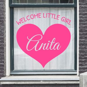 Geboortesticker welcome little girl met eigen naam