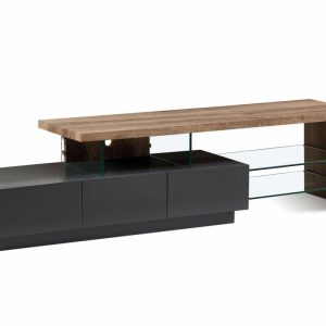 ZAZA Home Tv-meubel ‘Dee’ 180x40x45 cm – Grijs mat/bruin-grijze eik