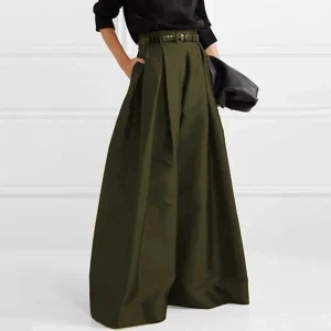 Linnen broek dames - Elegante groene plooibroek voor een stijlvolle uitstraling