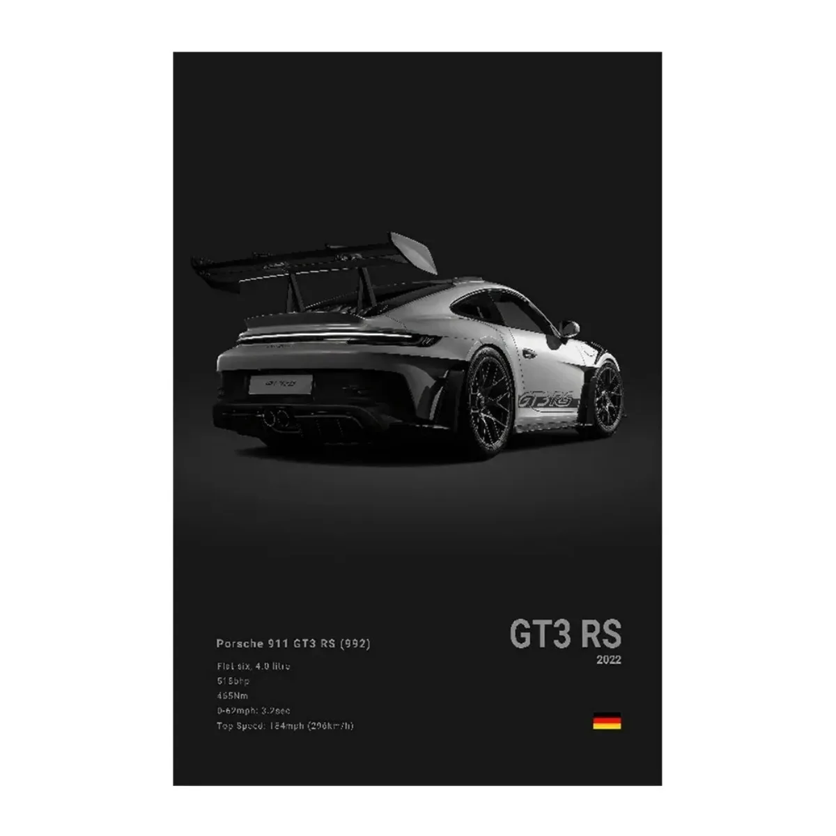 Posters - Zwart-wit Porsche GT3 RS Set voor Autofanaten - Afbeelding 8