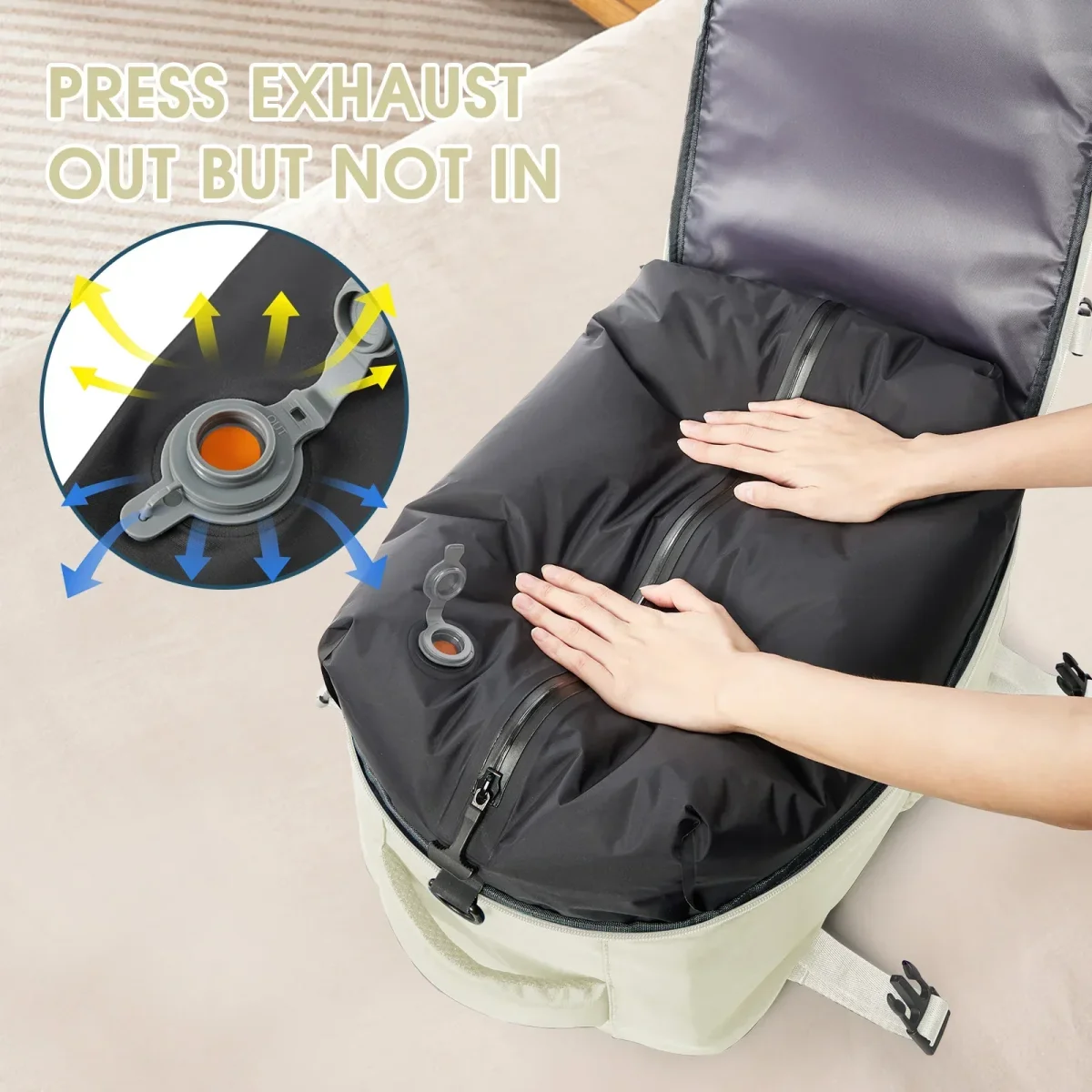 Handbagage rugzak - 40x30x20 met vacuümcompressie voor ruimtebesparend reizen - Afbeelding 5