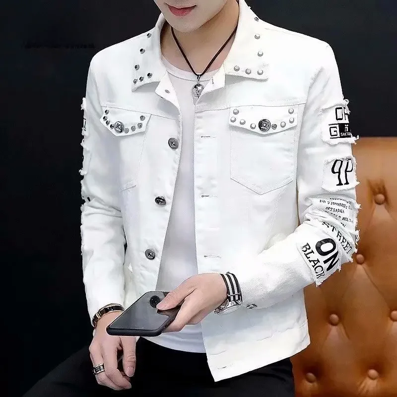 Leren jassen heren - Witte leren jas met stoere studs voor een opvallende look - Afbeelding 7