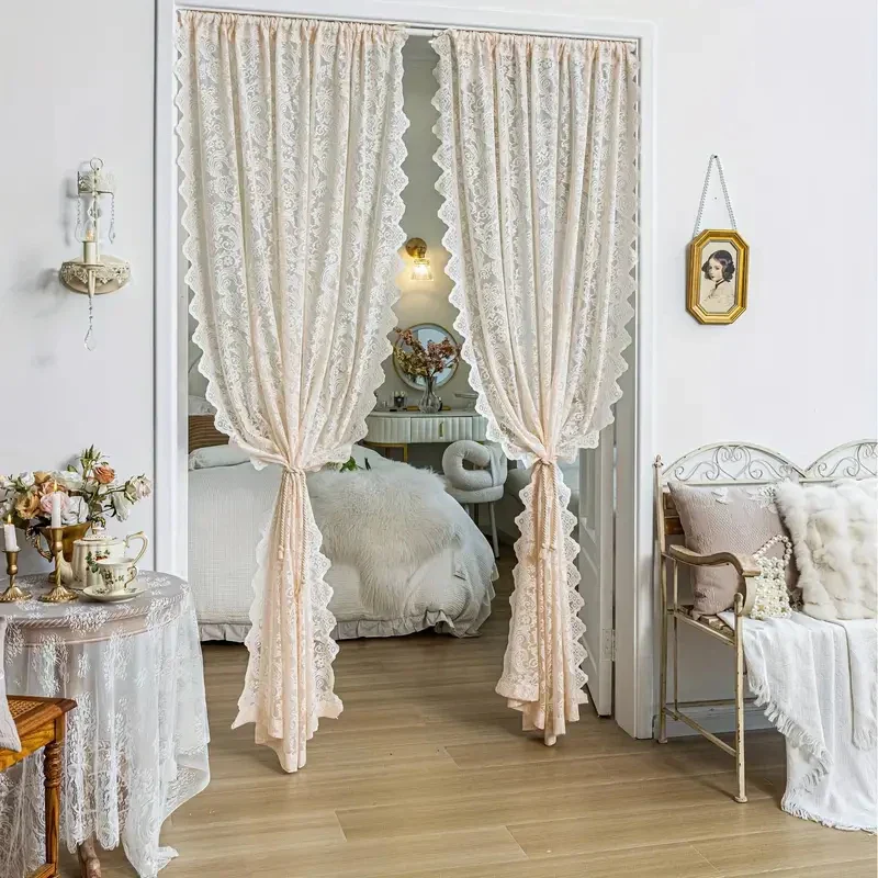 deur gordijn - elegant vliegengordijn met romantische kant voor een sfeervol interieur