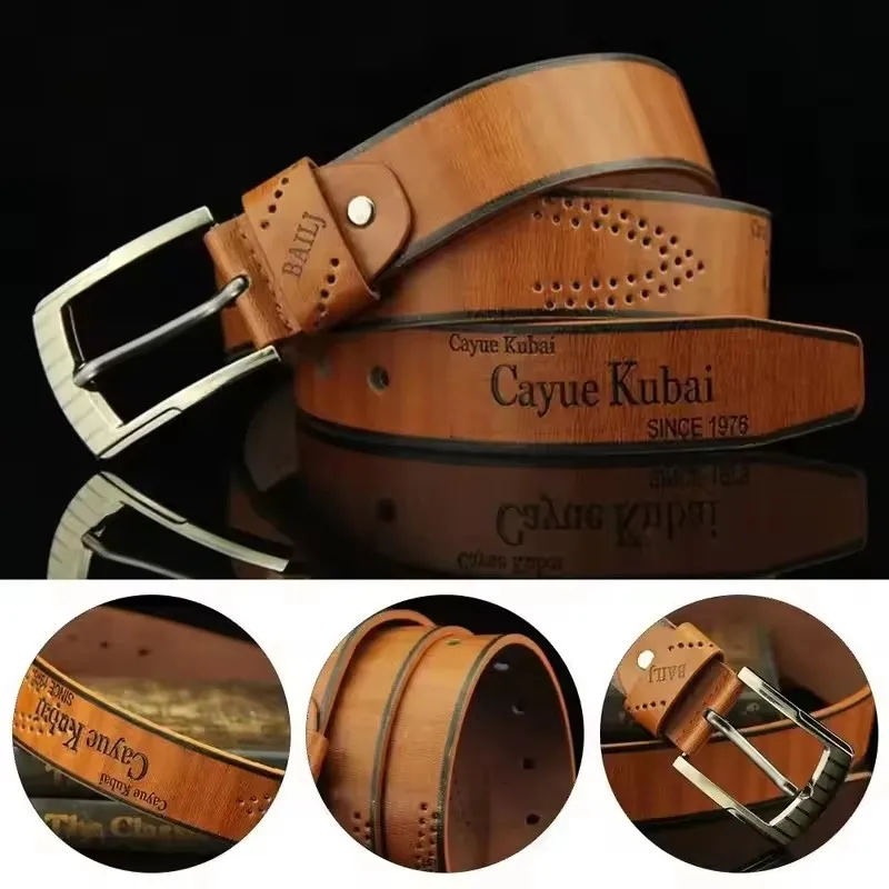 Riem heren - Unieke leren look met gravure voor stijlvolle elegantie - Afbeelding 3