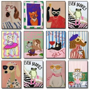 Posters - Kleurrijke Dierenillustraties voor een Speels Interieur
