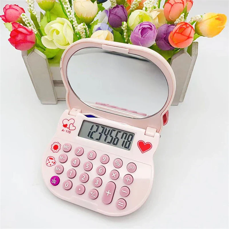 rekenmachine - roze schattige ontwerp met spiegel voor stijlvolle berekeningen - Afbeelding 4