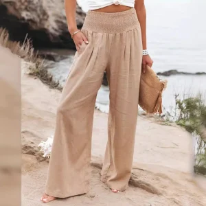 Linnen broek dames - Beige zomerse lichtheid voor ultiem comfort