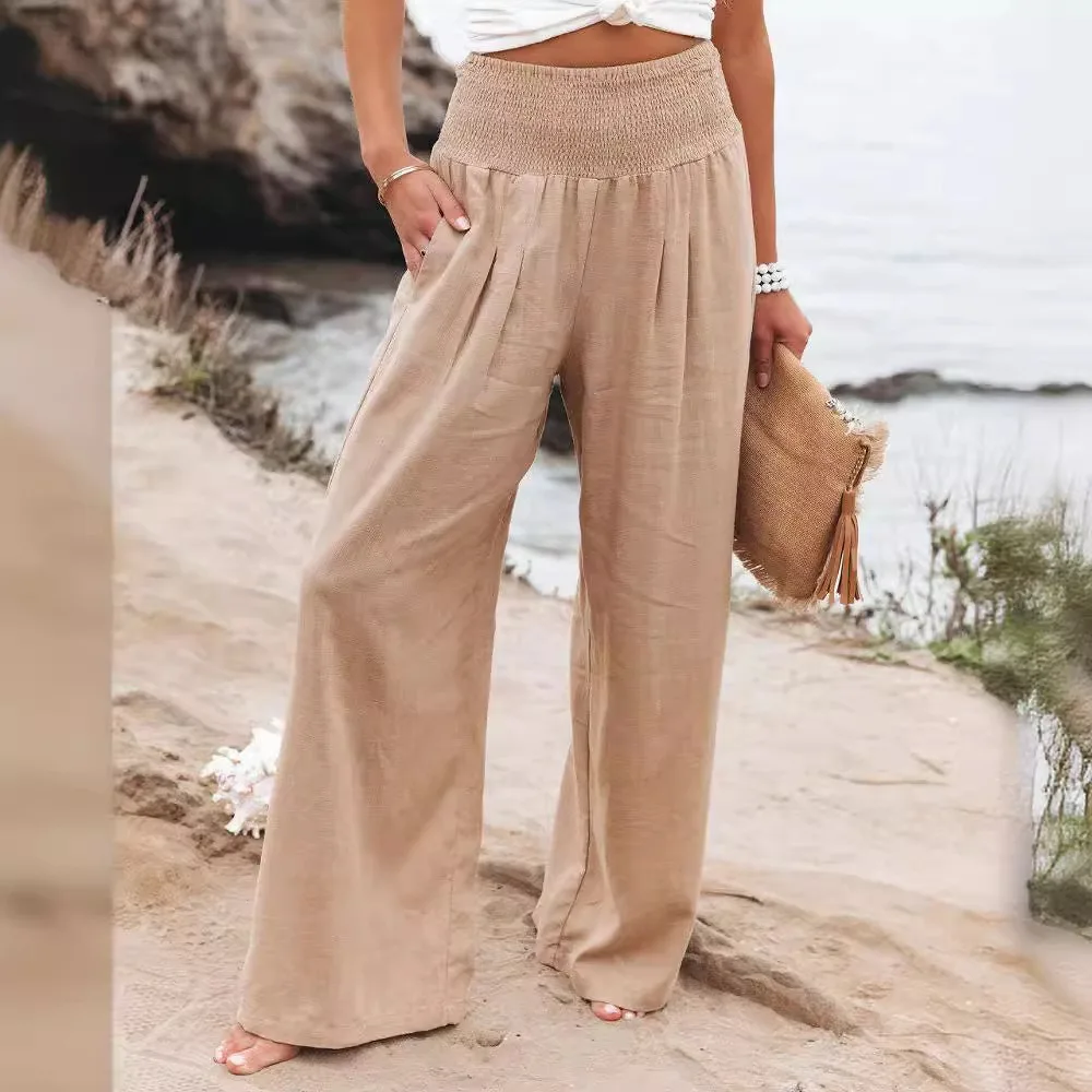 Linnen broek dames - Beige zomerse lichtheid voor ultiem comfort