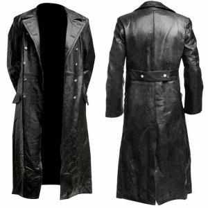 Leren jassen heren - Zwarte lange trenchcoat voor een stoere uitstraling