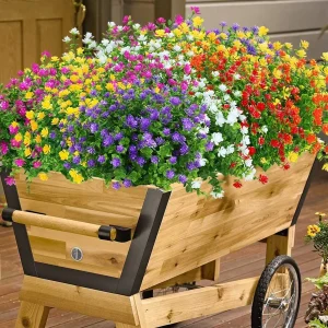 tuindecoratie - kleurrijke bloemenkar voor een stralende tuin