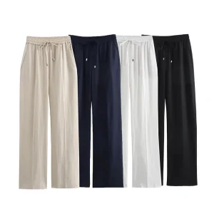 Linnen broek dames - Zwarte elegantie voor een zomerse look