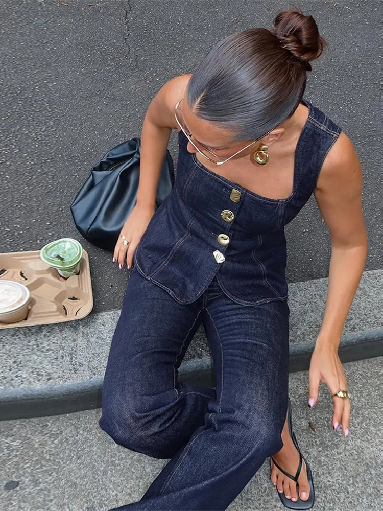 Broekpak dames - Feestelijk denim ontwerp voor een bruiloft