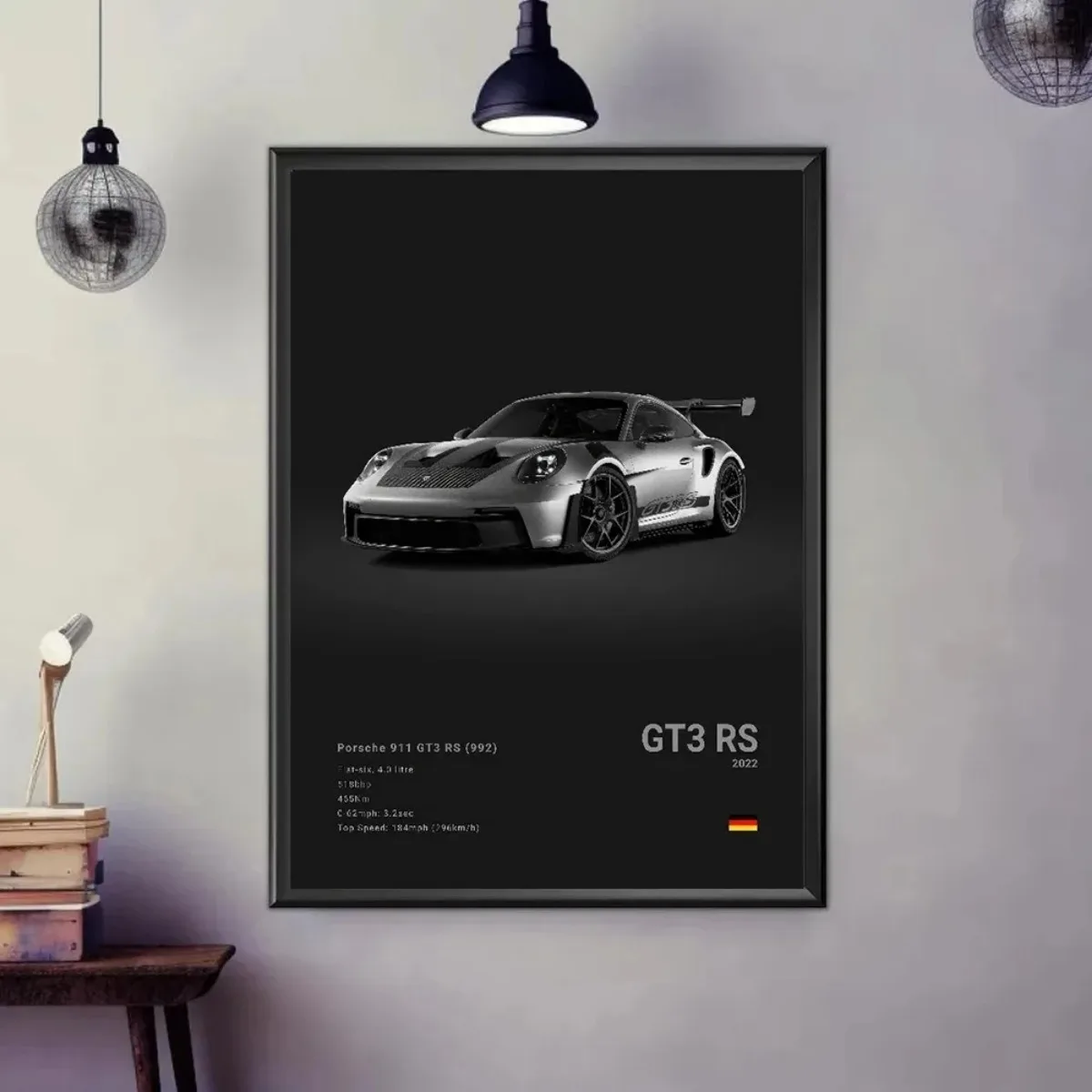 Posters - Zwart-wit Porsche GT3 RS Set voor Autofanaten - Afbeelding 6