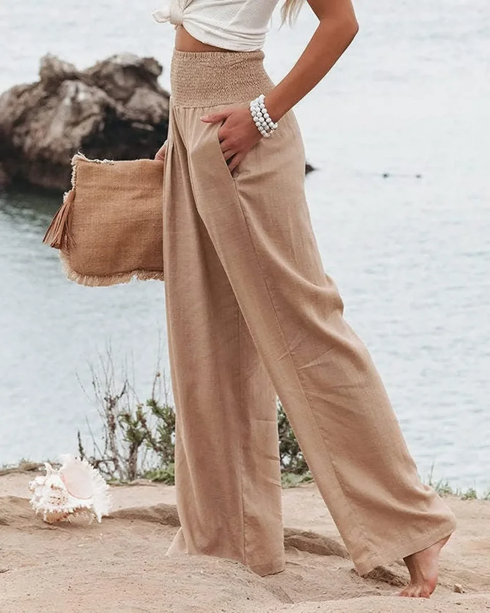 Linnen broek dames - Beige zomerse lichtheid voor ultiem comfort - Afbeelding 5