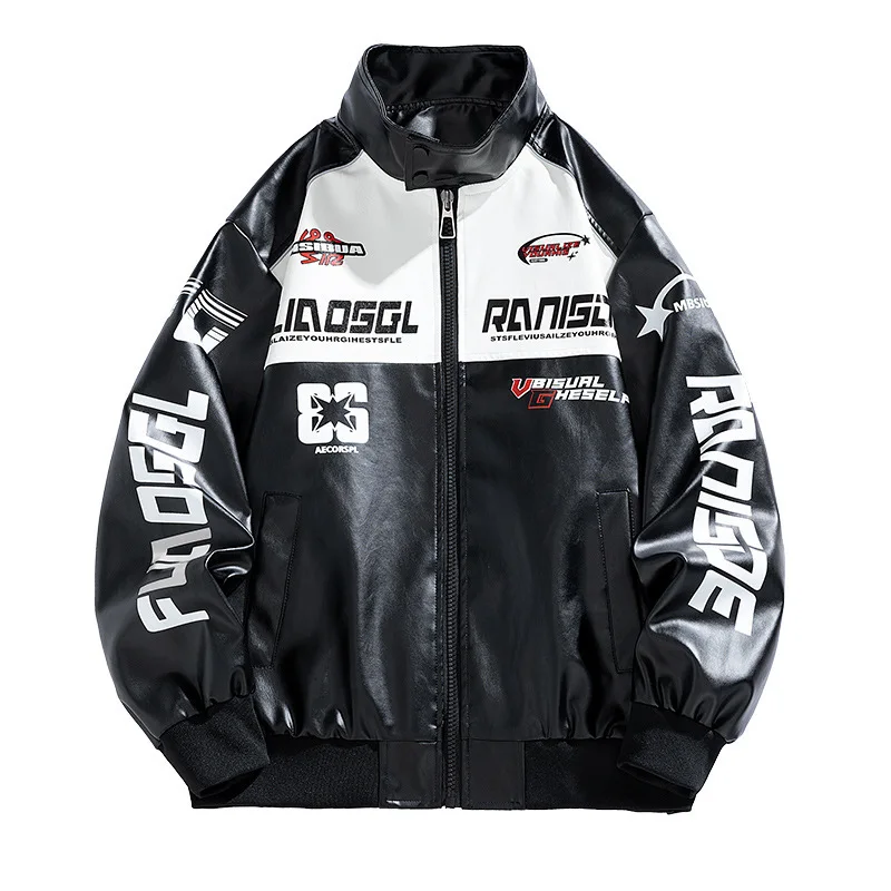Leren jas heren - Zwart met race-inspired design voor een stoere uitstraling - Afbeelding 2
