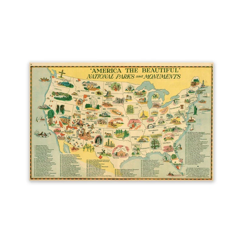 Wereldkaart - Amerika de Schoonheid - Vintage Ontwerp voor Reisliefhebbers - Afbeelding 9