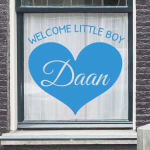 Geboortesticker welcome little boy met eigen naam