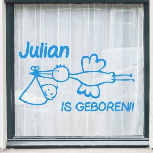 Geboortesticker raamsticker ooievaar met baby