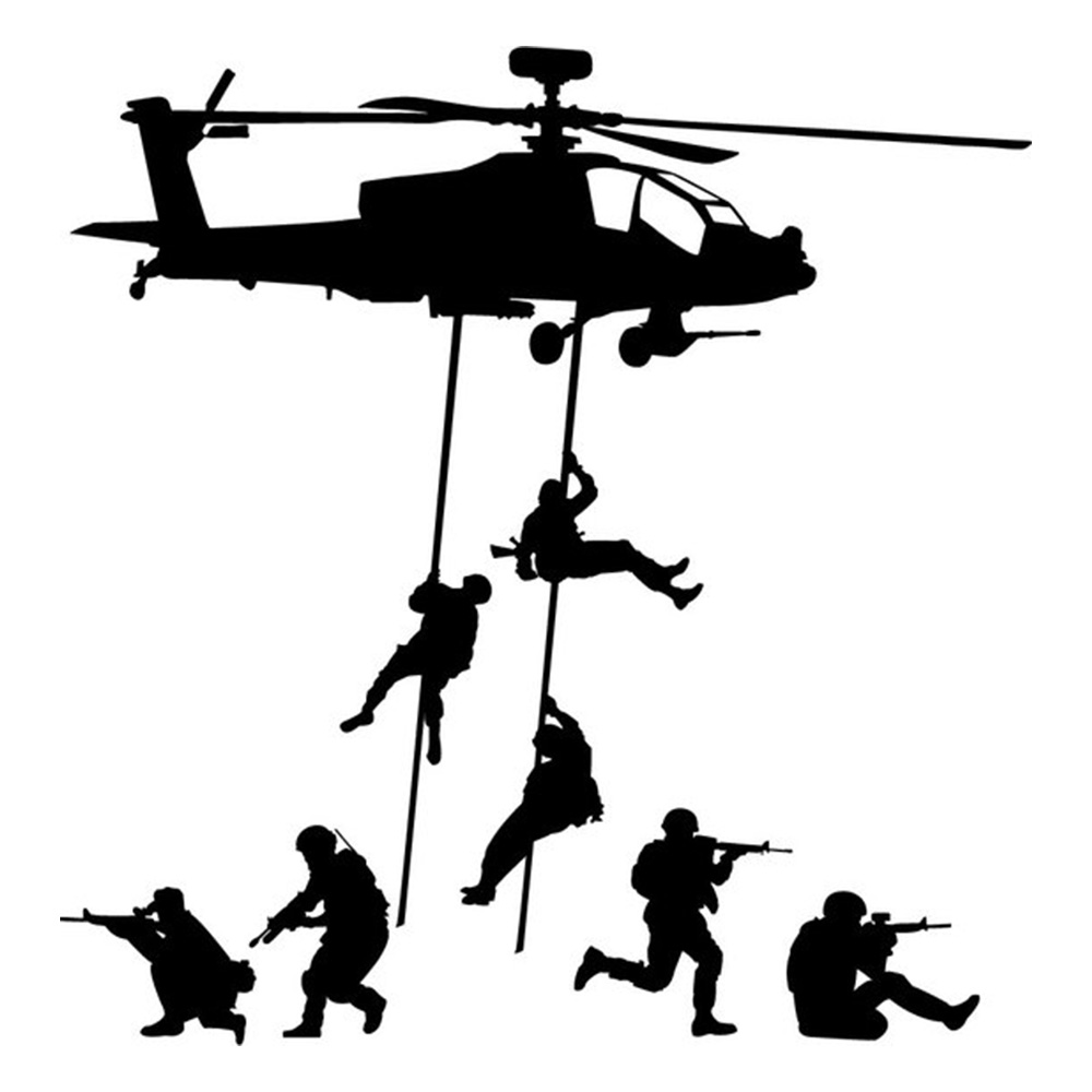 Muursticker leger helikopter met soldaten - Afbeelding 2
