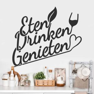 Muursticker keuken met wijnglas