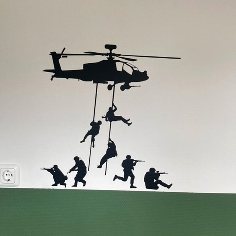 Muursticker leger helikopter met soldaten - Afbeelding 4