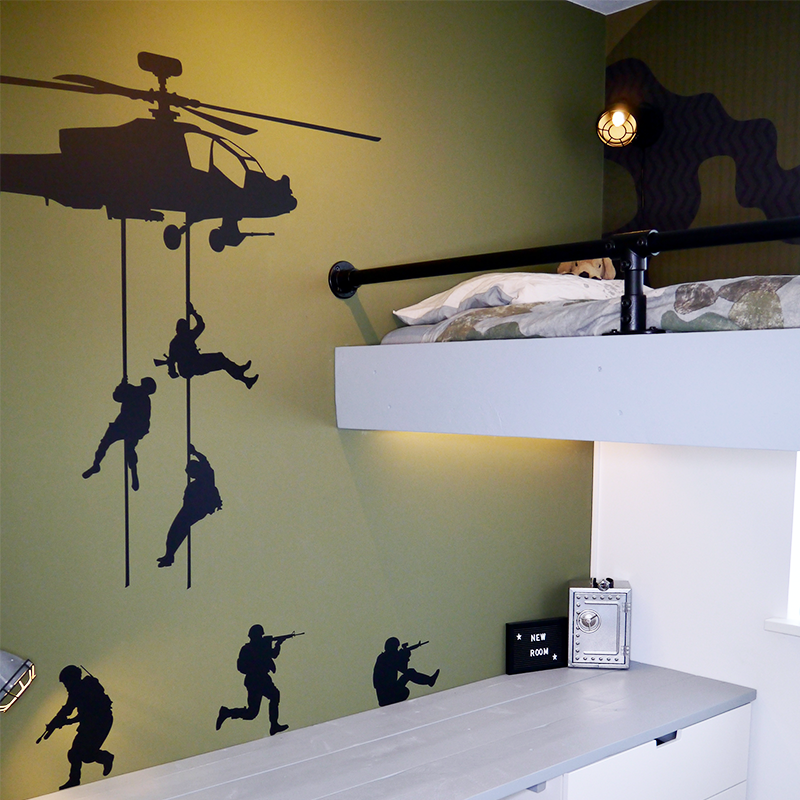Muursticker leger helikopter met soldaten - Afbeelding 3
