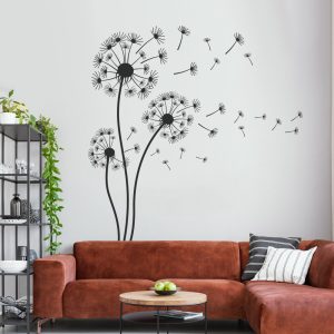 Muursticker paardenbloemen in de wind