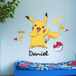 Pokemon Pikachu muursticker met eigen naam