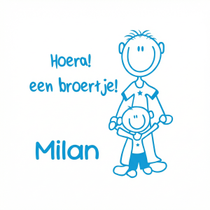 Geboortesticker “Hoera een broertje” met naam