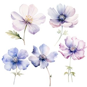 Muursticker bloemen waterverf